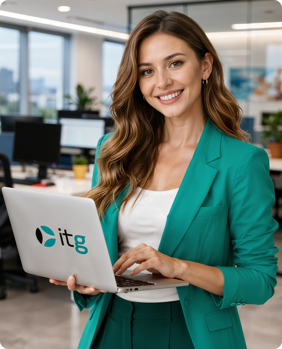 ITG licensing specialist with laptop